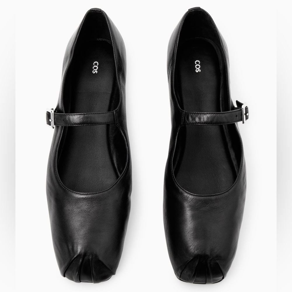 COS PLEATED LEATHER MARY-JANE BALLET FLATS - Picture 2 of 7